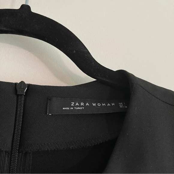 Zara black ruffle sleeve cocktail dress size large - Picture 4 of 7